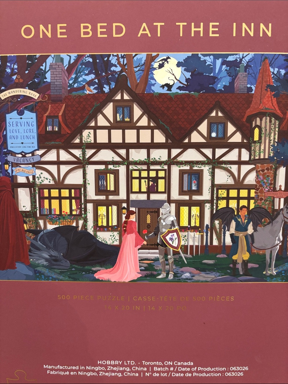 Hobbry One Bed At The Inn 500 Piece Puzzle - Burgundy Box - Picture 4 of 6